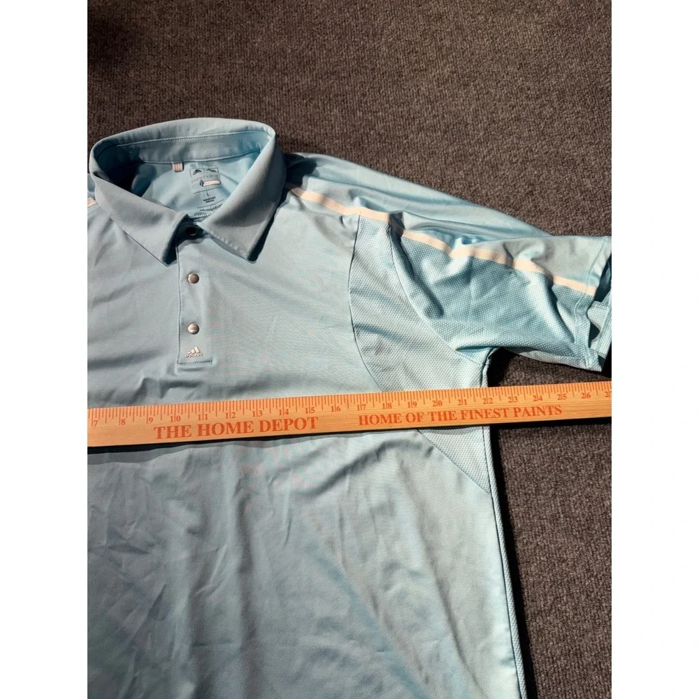 Adidas Golf Puremotion Polo Shirt Mens Large Blue Short Sleeve Snaps B19845